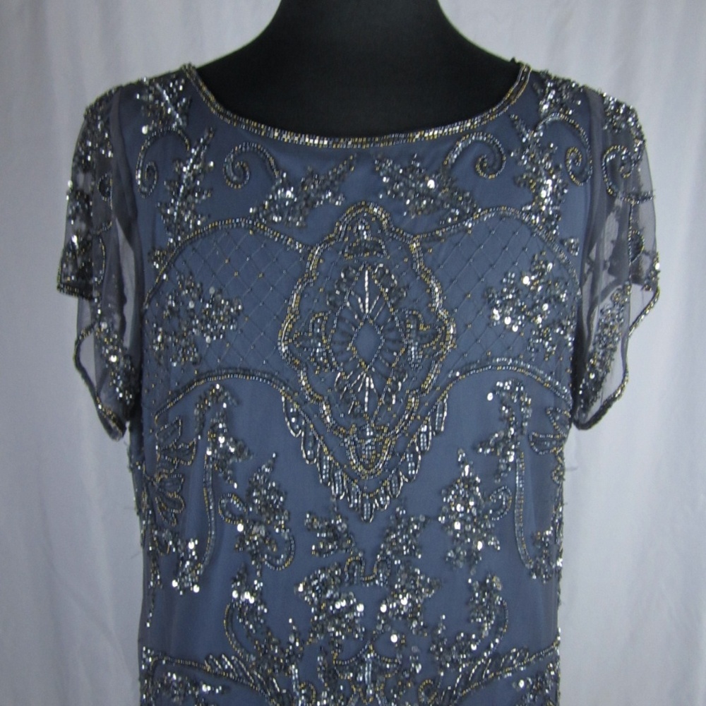 Camille Le Vie Evening Gown Gray w/ Gold Design 20